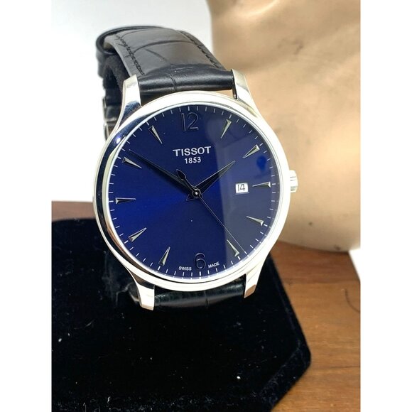 Tissot Men's Watch Swiss Quartz Blue Dial 42mm Black Leather Band T0636101604700 - Picture 13 of 14